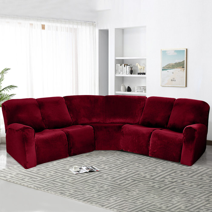 Latitude Run® Velvet Stretch 7Piece Sectional Sofa CoversReclining